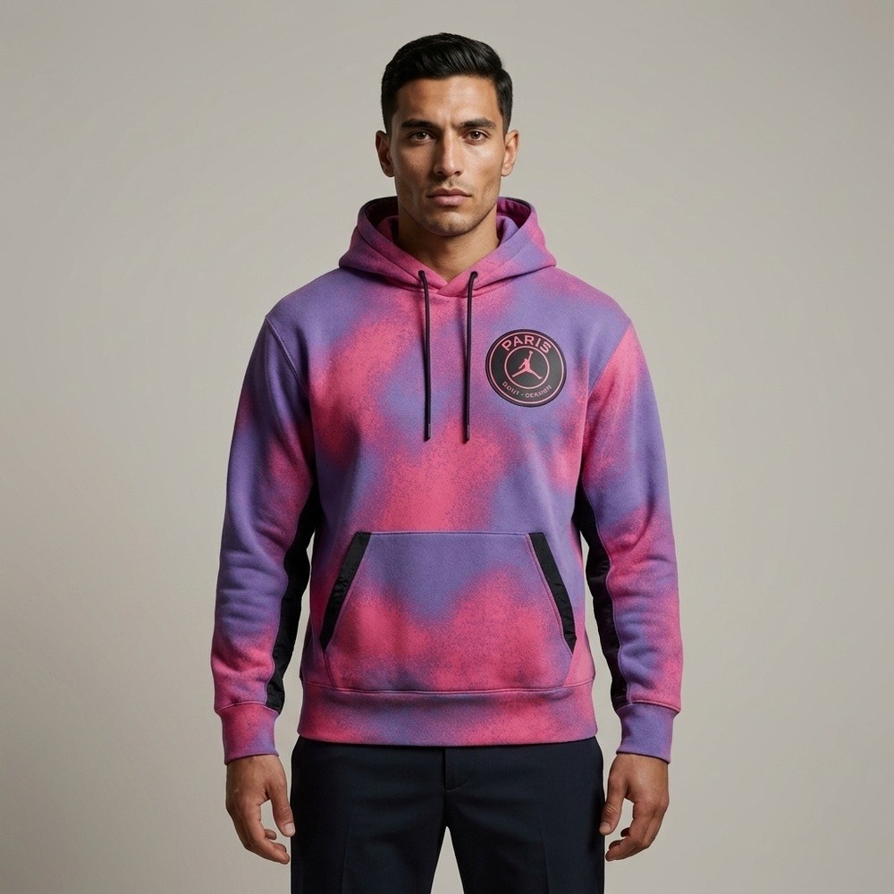 Jordan x PSG Paris Saint-Germain Pink Purple Nebula Hoodie Mens Large CV9954-610